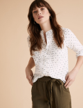 Pure Cotton Floral High Neck Shirt