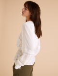 Modal Blend Lace Insert Waisted Blouse