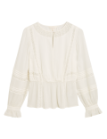 Modal Blend Lace Insert Waisted Blouse