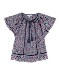 Pure Cotton Floral Tie Front Top