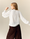 Ruffle V-Neck Long Sleeve Blouse