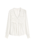 Ruffle V-Neck Long Sleeve Blouse