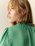 Ruffle V-Neck Long Sleeve Blouse