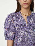 Pure Cotton Printed Short Sleeve Blouse