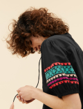 Pure Cotton Embroidered Short Sleeve Blouse
