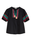 Pure Cotton Embroidered Short Sleeve Blouse