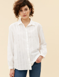 Pure Cotton Striped Oversized Shirt