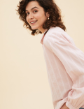 Pure Cotton Striped Oversized Shirt