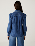Denim Embroidered Long Sleeve Shirt