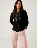 Denim Embroidered Long Sleeve Shirt
