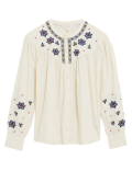 Pure Cotton Embroidered Long Sleeve Blouse