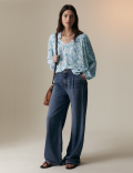 Notch Neck Popover Blouse
