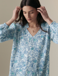 Notch Neck Popover Blouse