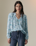 Notch Neck Popover Blouse