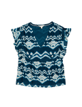 Cupro Blend Printed V Neck Blouse