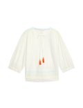Pure Cotton Tie Neck Pintuck Blouse