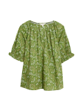 Pure Cotton Blouson Sleeve Relaxed Blouse