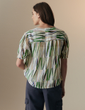 Cupro Rich Printed Short Sleeve Blouse