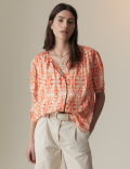 Cupro Rich Printed Short Sleeve Blouse