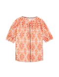 Cupro Rich Printed Short Sleeve Blouse