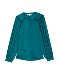 Satin Collarless Button Through Blouse