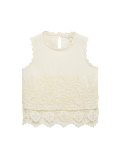 Pure Cotton Corded Embroidered Sleeveless Top