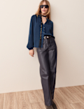 Satin V Neck Blouse