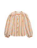 Pure Cotton Striped Blouson Sleeve Blouse