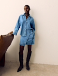 Denim Striped Collared Relaxed Shirt