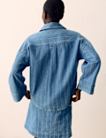 Denim Striped Collared Relaxed Shirt