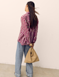 Lyocell Rich Striped Collared Relaxed Shirt