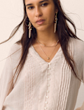 Textured V-Neck Blouse