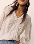 Textured V-Neck Blouse