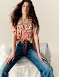 Printed Gathered Blouse