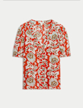 Printed Gathered Blouse