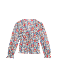 Pure Cotton Floral V-Neck Tie Front Blouse