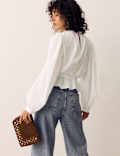 Pure Cotton Textured Tie Waist Blouse