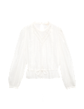 Pure Cotton Textured Tie Waist Blouse