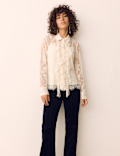 Lace Collared Ruffle Shirt