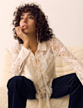 Lace Collared Ruffle Shirt