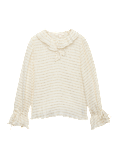 Striped Ruffle Tie Neck Blouse
