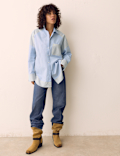 Pure Cotton Striped Oversized Shirt