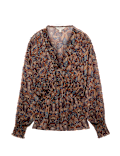 Paisley Floral V Neck Shirred Blouse