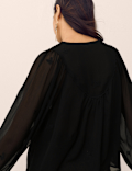 Chiffon Beaded Tie Neck Blouse
