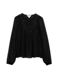 Chiffon Beaded Tie Neck Blouse