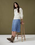 Jersey Floral V-Neck Knee Length Tea Dress