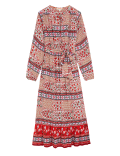 Floral Tie Neck Belted Midaxi Waisted Dress