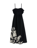 Pure Cotton Floral Square Neck Midaxi Dress