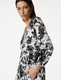 Linen Rich Floral V-Neck Maxi Tiered Dress
