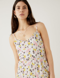 Sparkly Floral V-Neck Maxi Tiered Dress